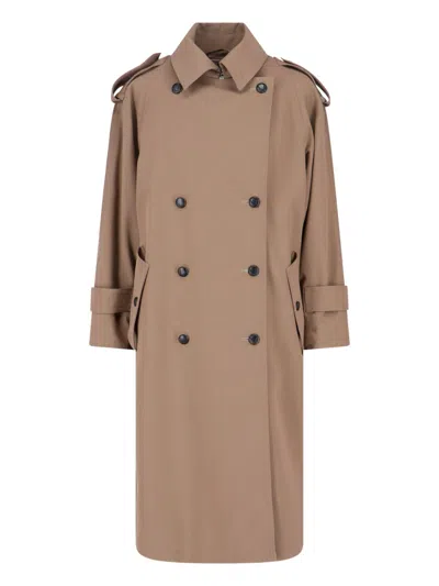 Max Mara Virgin Wool Trench Coat In Brown