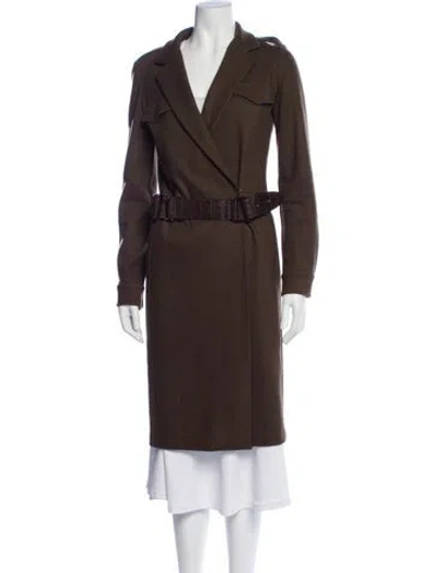 Pre-owned Max Mara Virgin Wool Trench Coat In Brown