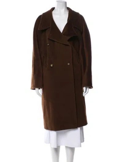 Pre-owned Max Mara Virgin Wool Trench Coat In Brown