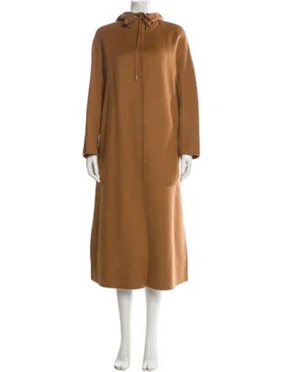 Pre-owned Max Mara Virgin Wool Trench Coat In Brown