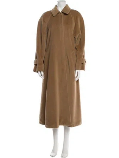 Pre-owned Max Mara Virgin Wool Trench Coat In Brown