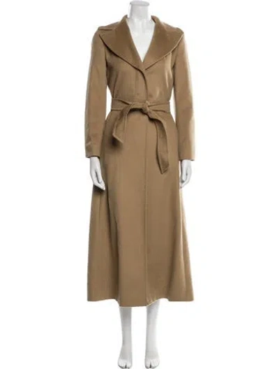 Pre-owned Max Mara Virgin Wool Trench Coat In Brown