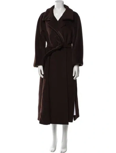 Pre-owned Max Mara Virgin Wool Trench Coat In Brown