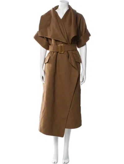 Pre-owned Max Mara Virgin Wool Trench Coat In Brown