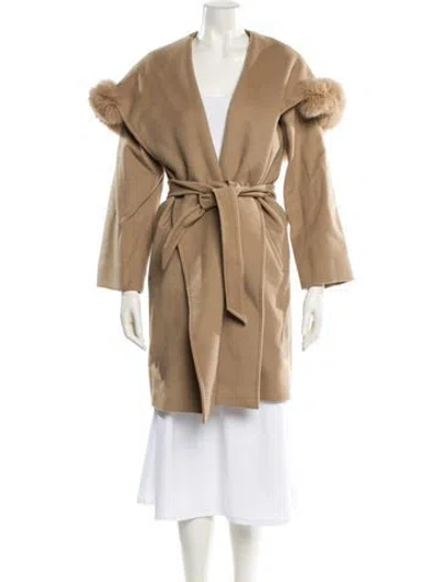 Pre-owned Max Mara Virgin Wool Trench Coat In Brown