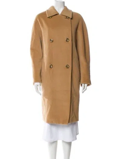 Pre-owned Max Mara Virgin Wool Trench Coat In Brown
