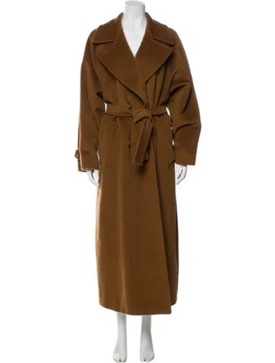Pre-owned Max Mara Virgin Wool Trench Coat In Brown