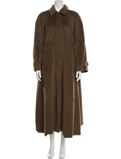 Pre-owned Max Mara Virgin Wool Trench Coat In Brown