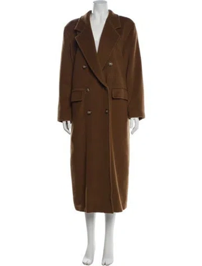Pre-owned Max Mara Virgin Wool Trench Coat In Brown