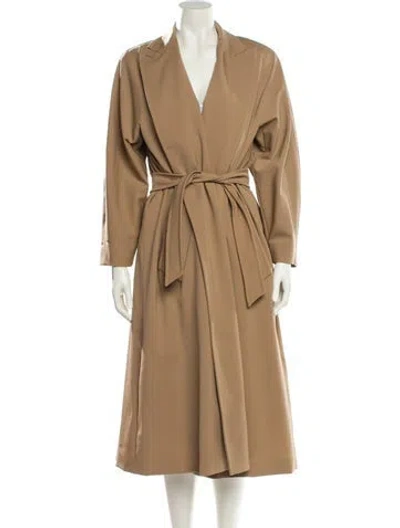 Pre-owned Max Mara Virgin Wool Trench Coat In Brown