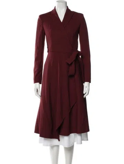 Pre-owned Max Mara Virgin Wool Trench Coat In Burgundy
