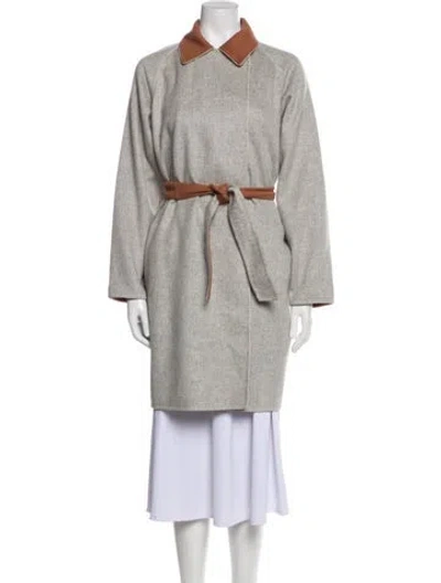 Pre-owned Max Mara Virgin Wool Trench Coat In Gray