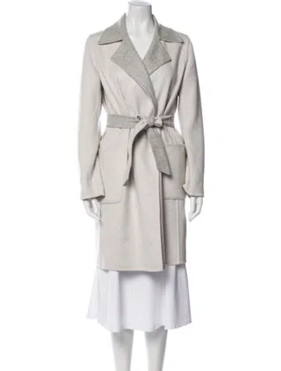 Pre-owned Max Mara Virgin Wool Trench Coat In Gray