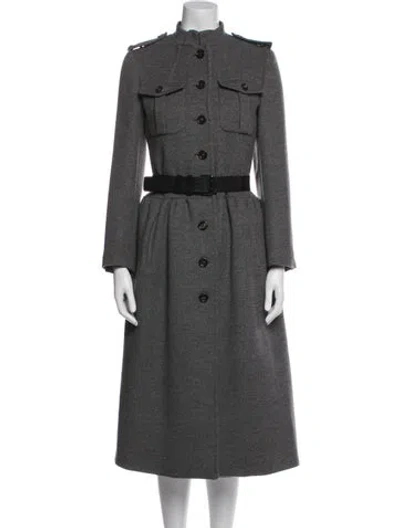Pre-owned Max Mara Virgin Wool Trench Coat In Gray