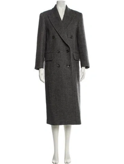 Pre-owned Max Mara Virgin Wool Trench Coat In Gray