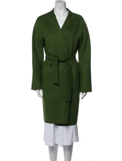 Pre-owned Max Mara Virgin Wool Trench Coat In Green