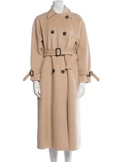 Pre-owned Max Mara Virgin Wool Trench Coat In Neutral