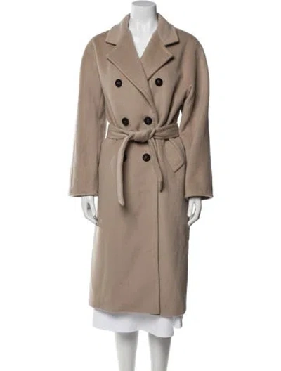 Pre-owned Max Mara Virgin Wool Trench Coat In Neutral