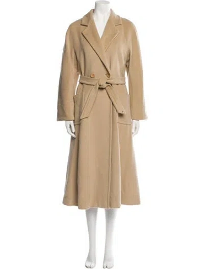 Pre-owned Max Mara Virgin Wool Trench Coat In Neutral