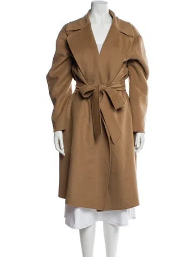 Pre-owned Max Mara Virgin Wool Trench Coat In Neutral