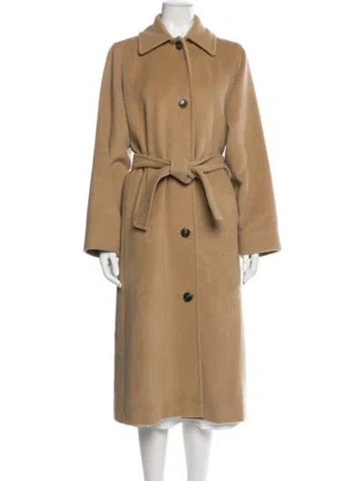 Pre-owned Max Mara Virgin Wool Trench Coat In Neutral