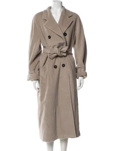 Pre-owned Max Mara Virgin Wool Trench Coat In Neutral