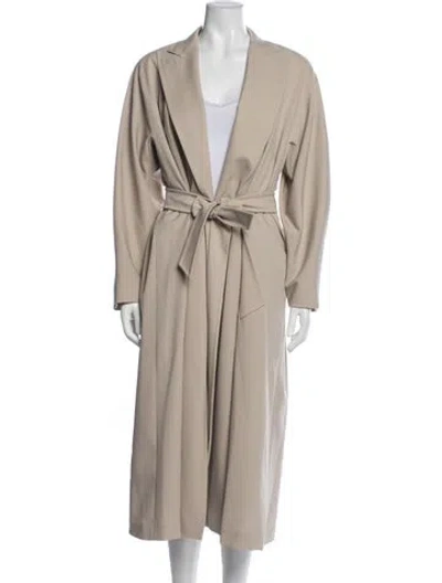 Pre-owned Max Mara Virgin Wool Trench Coat In Neutral