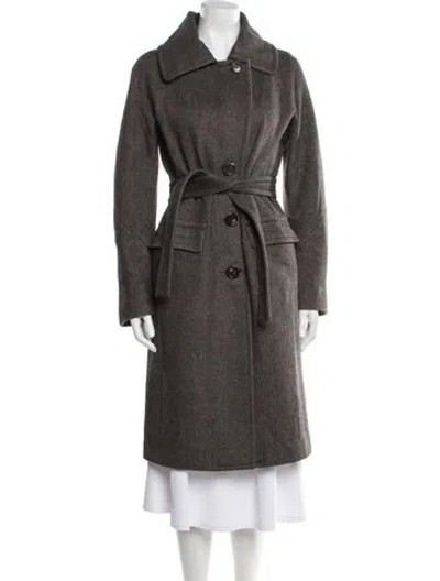 Pre-owned Max Mara Virgin Wool Trench Coat In Neutrals