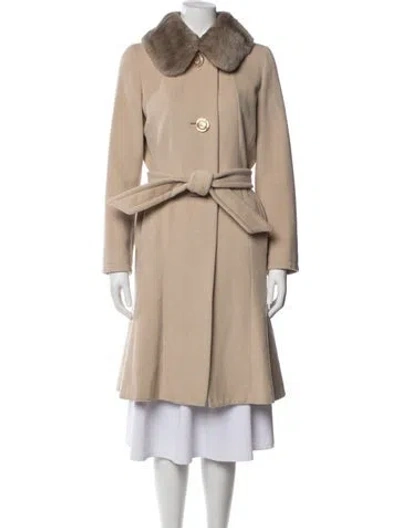 Pre-owned Max Mara Virgin Wool Trench Coat In Neutrals