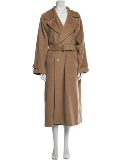 Pre-owned Max Mara Virgin Wool Trench Coat In Neutrals