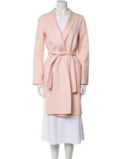 Pre-owned Max Mara Virgin Wool Trench Coat In Pink