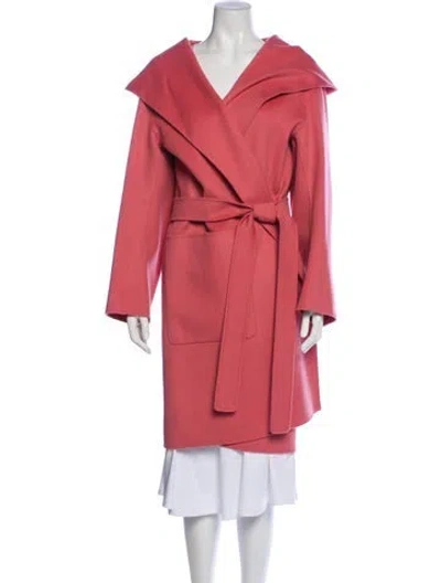Pre-owned Max Mara Virgin Wool Trench Coat In Pink