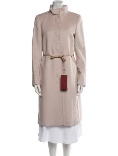 Pre-owned Max Mara Virgin Wool Trench Coat In Pink