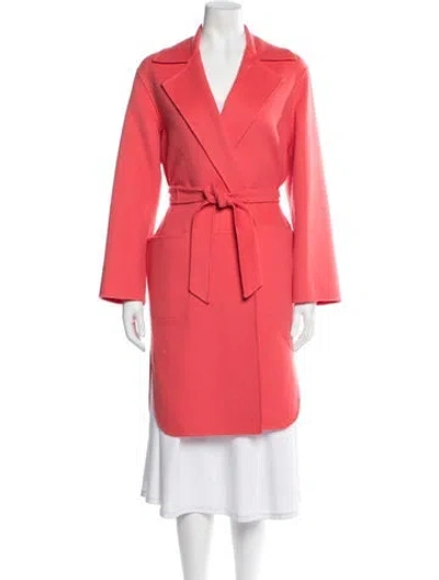 Pre-owned Max Mara Virgin Wool Trench Coat In Pink