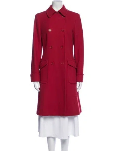 Pre-owned Max Mara Virgin Wool Trench Coat In Red