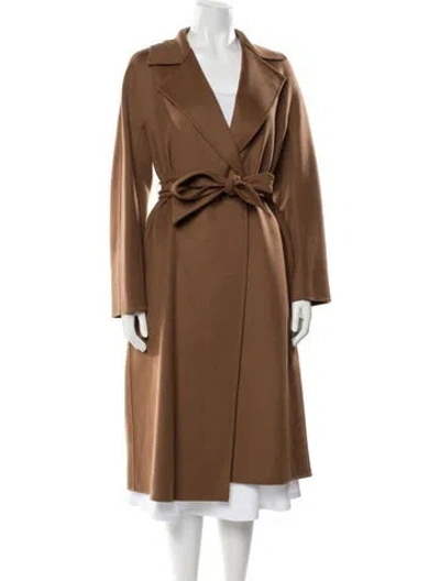 Pre-owned Max Mara Virgin Wool Trench Coat W/ Tags In Brown