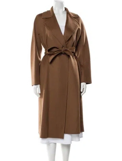 Pre-owned Max Mara Virgin Wool Trench Coat W/ Tags In Brown