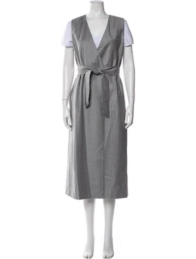 Pre-owned Max Mara Virgin Wool Trench Coat W/ Tags In Gray