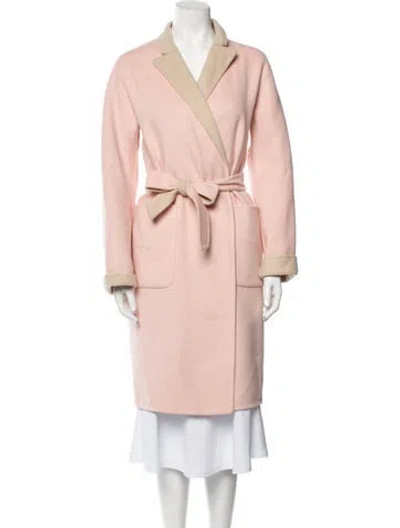 Pre-owned Max Mara Virgin Wool Trench Coat W/ Tags In Pink
