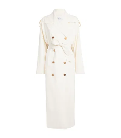 Max Mara Virgin Wool Trench Coat In White