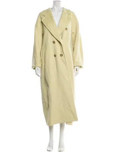 Pre-owned Max Mara Virgin Wool Trench Coat In Yellow