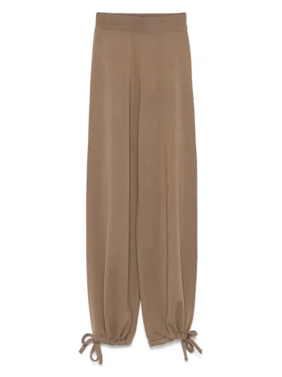Max Mara Virgin Wool Trousers In Brown