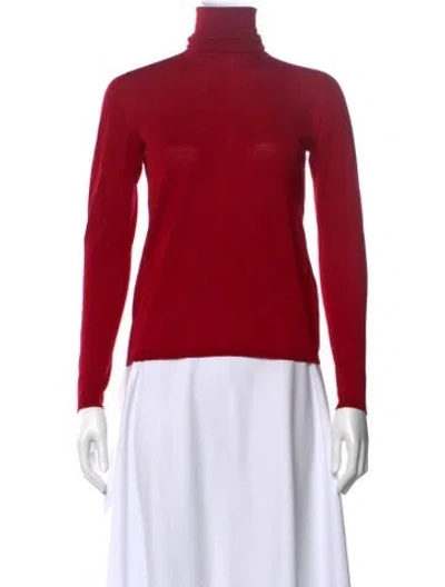 Pre-owned Max Mara Virgin Wool Turtleneck Pullover In Red