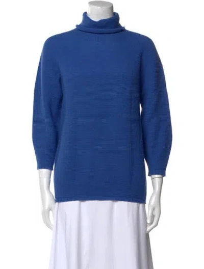 Pre-owned Max Mara Virgin Wool Turtleneck Sweater In Blue