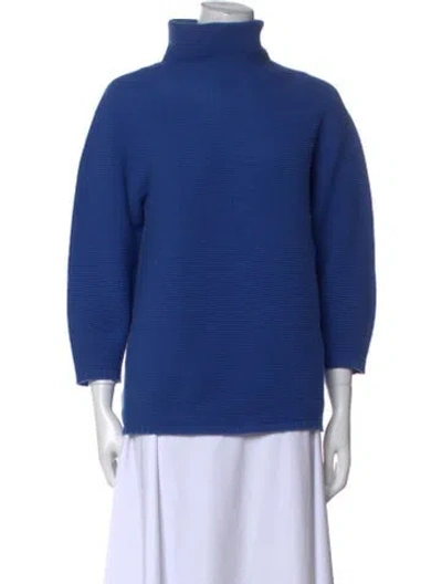 Pre-owned Max Mara Virgin Wool Turtleneck Sweater In Blue