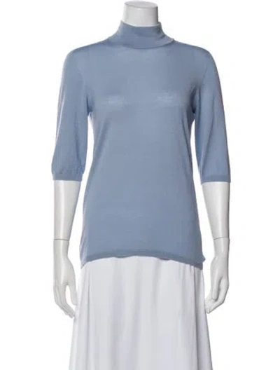 Pre-owned Max Mara Virgin Wool Turtleneck Sweater In Blue