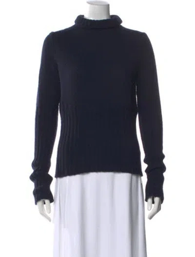 Pre-owned Max Mara Virgin Wool Turtleneck Sweater In Blue