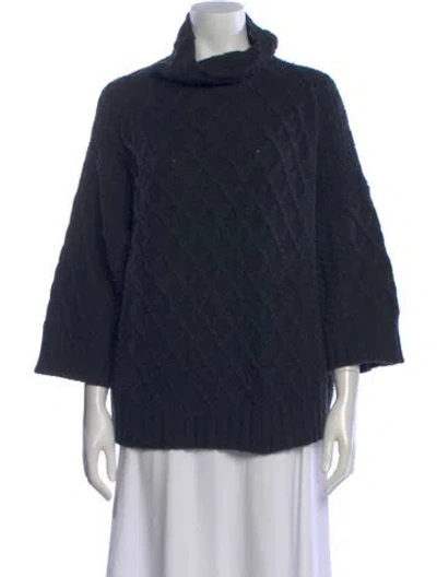 Pre-owned Max Mara Virgin Wool Turtleneck Sweater In Blue