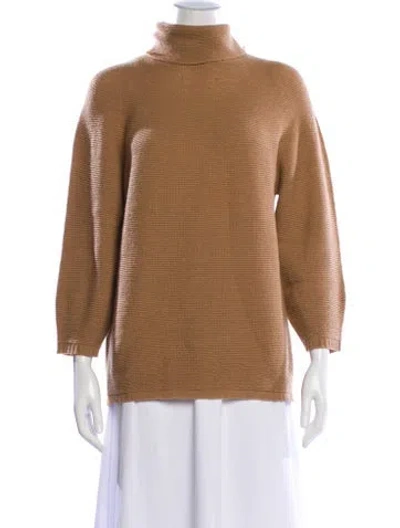 Pre-owned Max Mara Virgin Wool Turtleneck Sweater In Brown