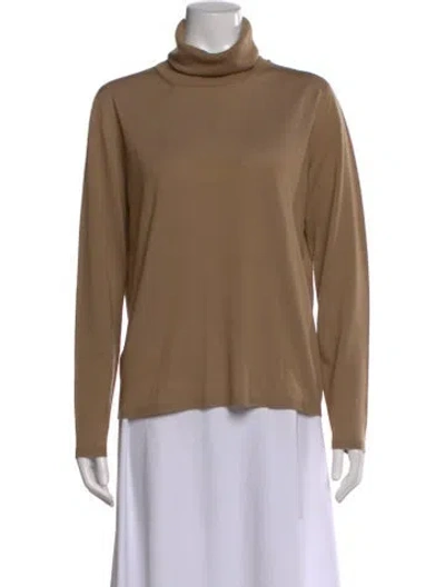 Pre-owned Max Mara Virgin Wool Turtleneck Sweater In Brown